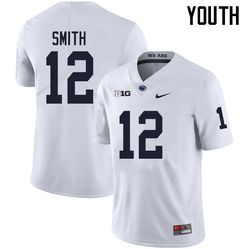 Youth #12 Brandon Smith Penn State Nittany Lions College Football Jerseys Sale-White - Click Image to Close